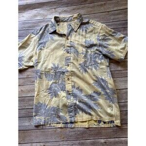 HRH His Royal Highness Yellow Button-Down Short Sleeve Hawaiian Shirt Large